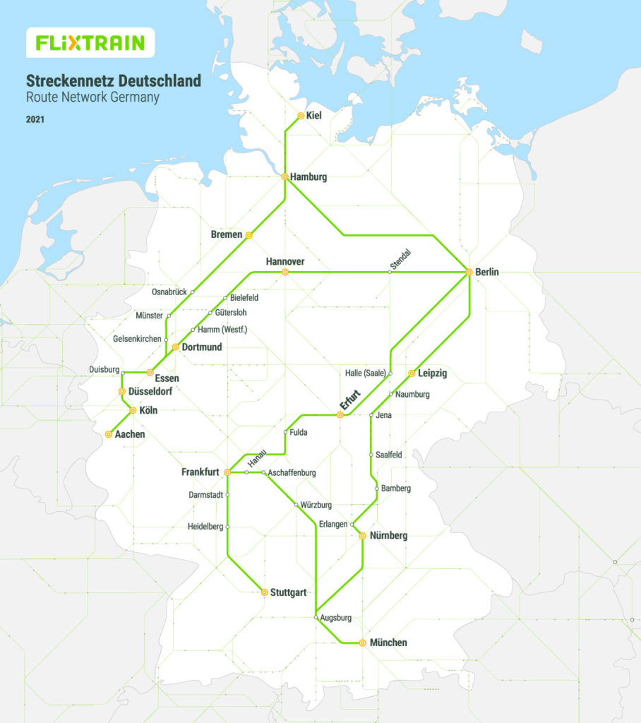 FlixTrain Streckennetz 2021